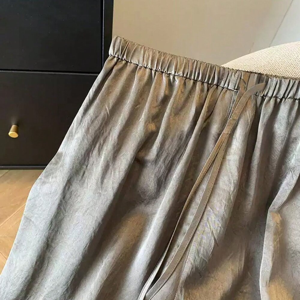 Coffee Brown Casual Women's Loose Wide Leg Pants - Picture 2 of 5